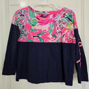 Lilly Pulitzer Pink and Navy Long Sleeve Tee